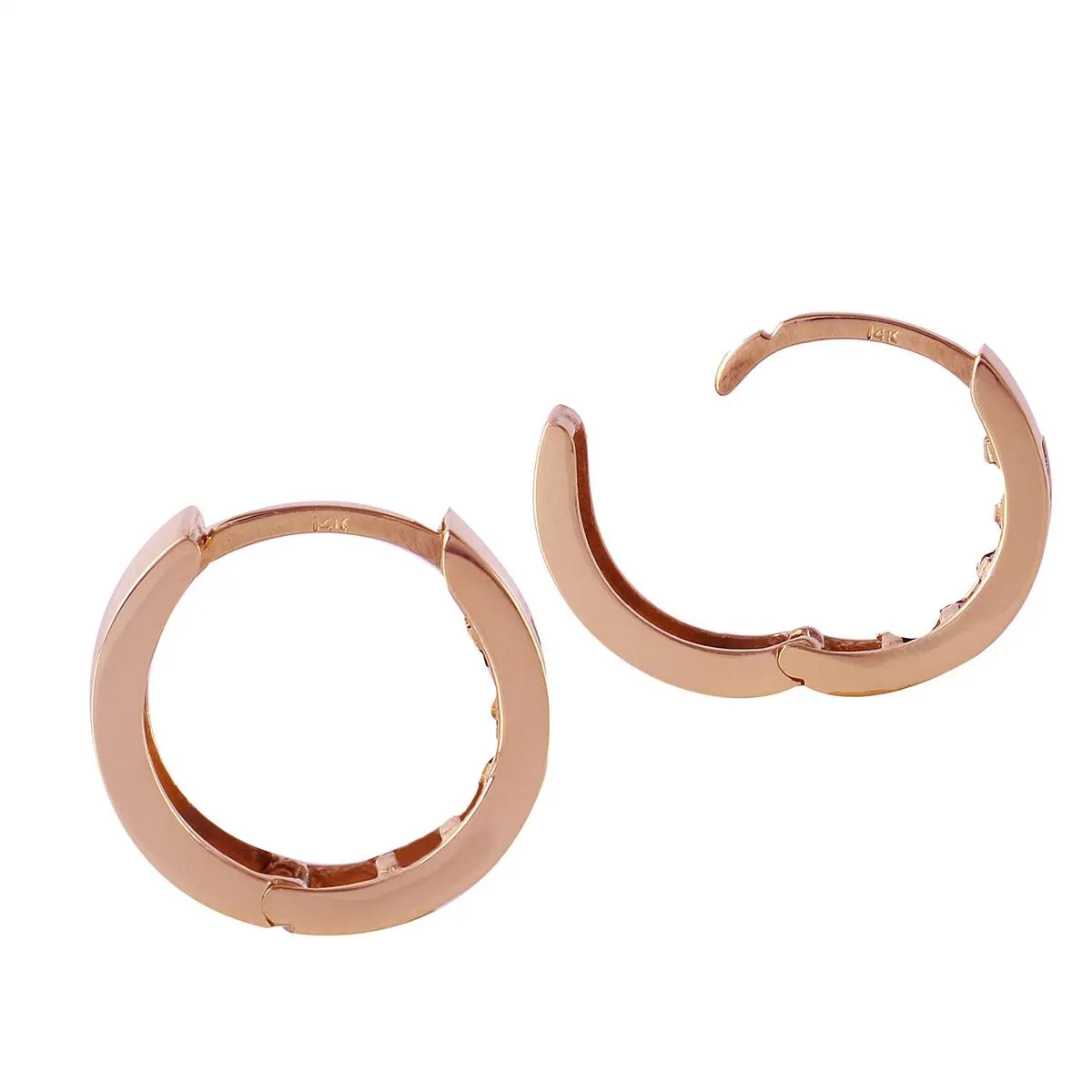 0.04 Carat 14K Solid Rose Gold Hoop Huggie Earrings Diamond