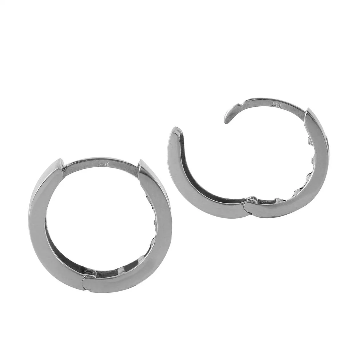 0.04 Carat 14K Solid White Gold Hoop Huggie Earrings Diamond