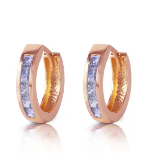 0.95 Carat 14K Solid Rose Gold Huggie Hoop Earrings Tanzanite