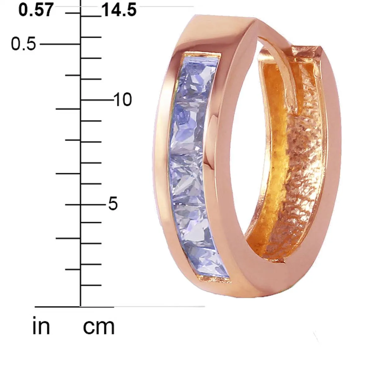 0.95 Carat 14K Solid Rose Gold Huggie Hoop Earrings Tanzanite