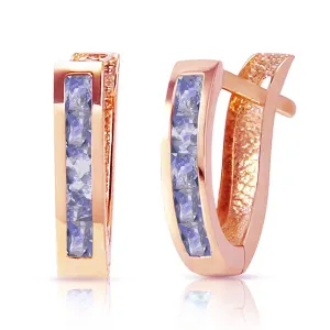 0.95 Carat 14K Solid Rose Gold Tanzanite Huggie Oval Earrings