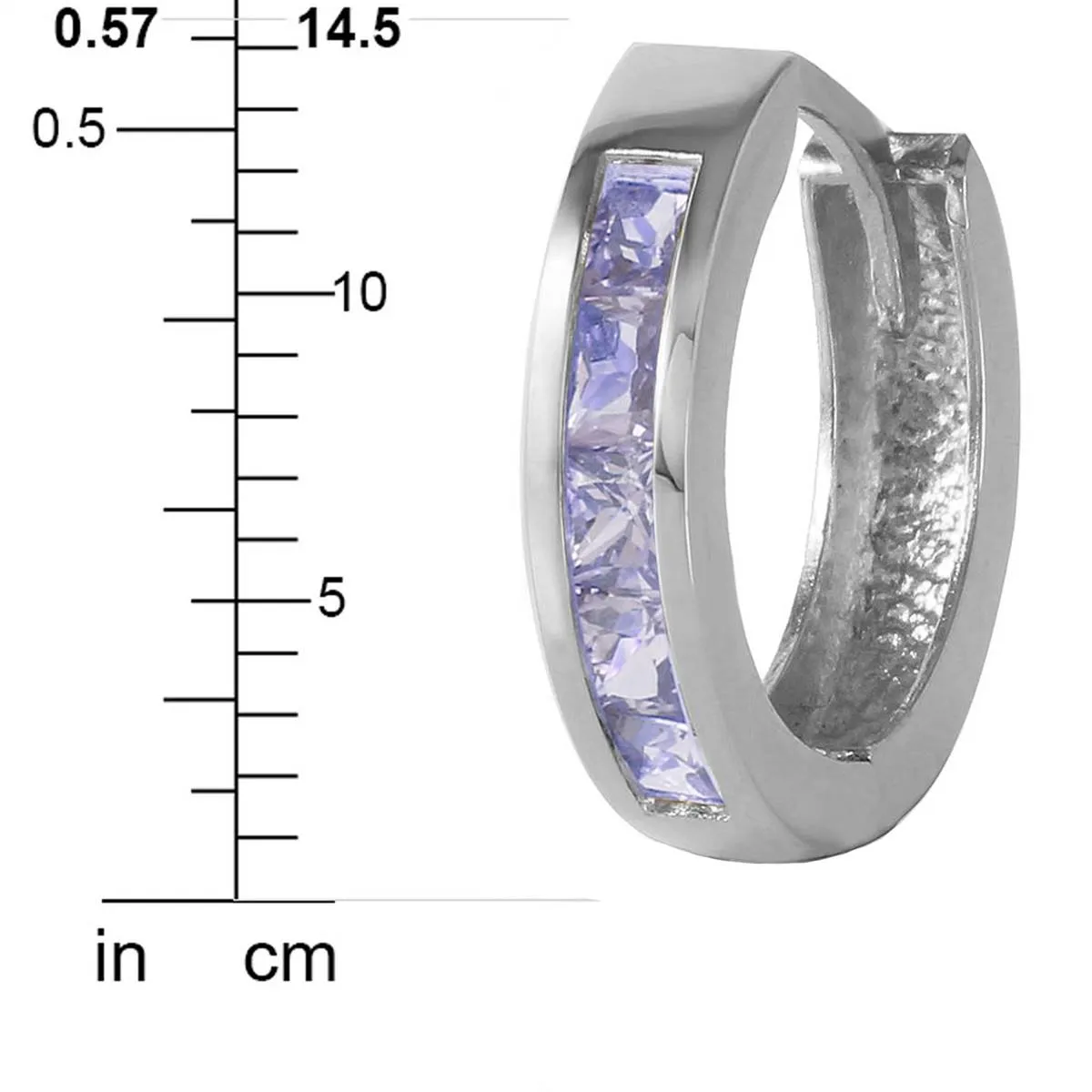 0.95 Carat 14K Solid White Gold Huggie Hoop Earrings Tanzanite