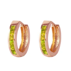 1 Carat 14K Solid Rose Gold Hoop Huggie Earrings Peridot