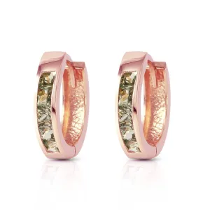 1.3 Carat 14K Solid Rose Gold Hoop Earrings Natural Green Sapphire