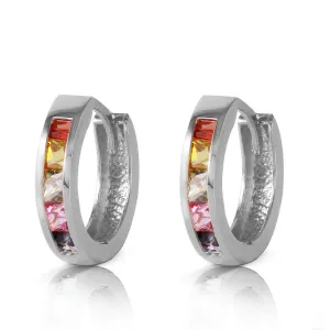 1.3 Carat 14K Solid White Gold Color Palette Multicolor Sapphire Earrings