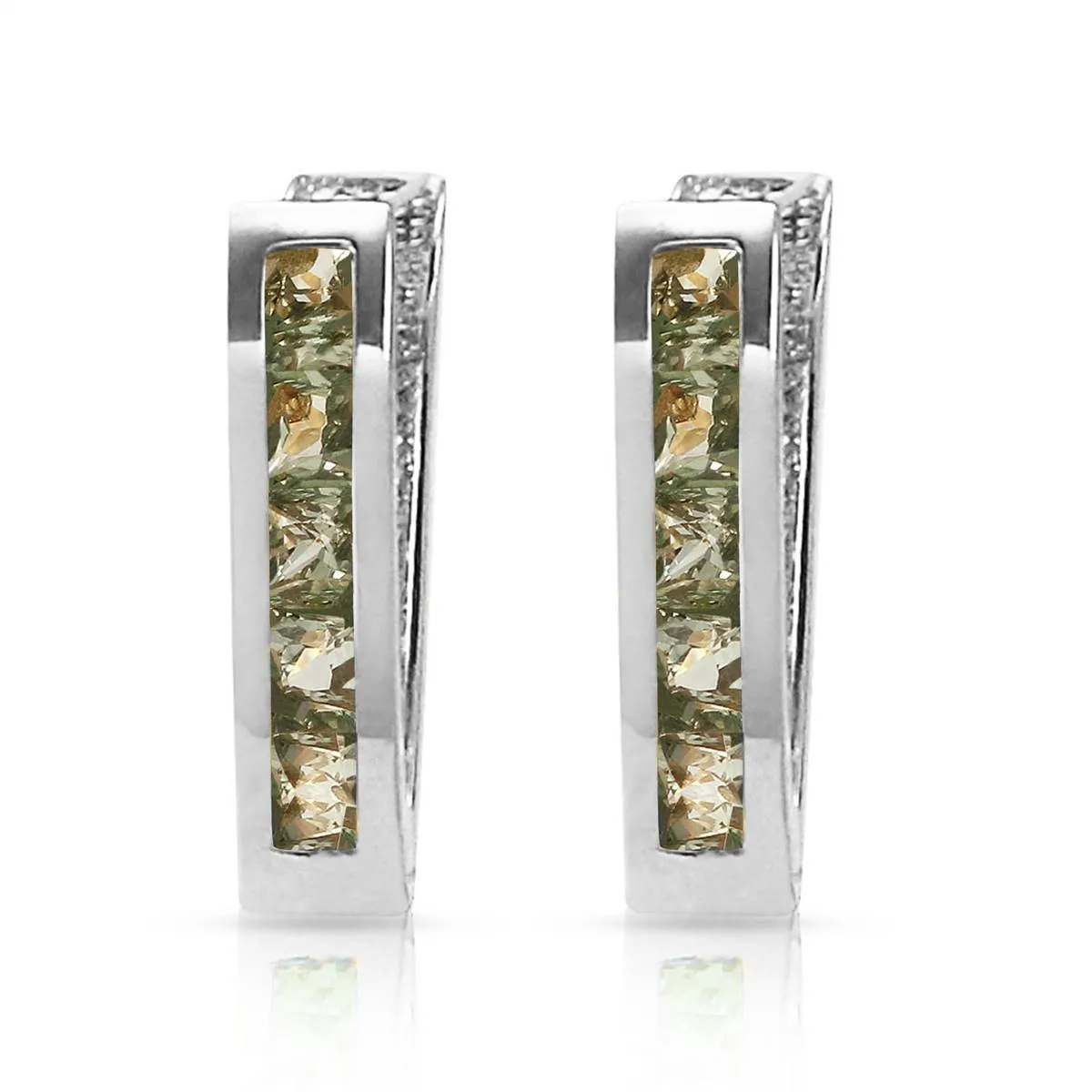 1.3 Carat 14K Solid White Gold Huggie Earrings Green Natural Sapphire