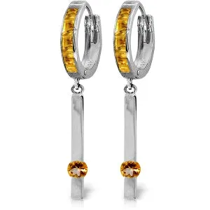 1.35 Carat 14K Solid White Gold Light As Light Citrine Earrings