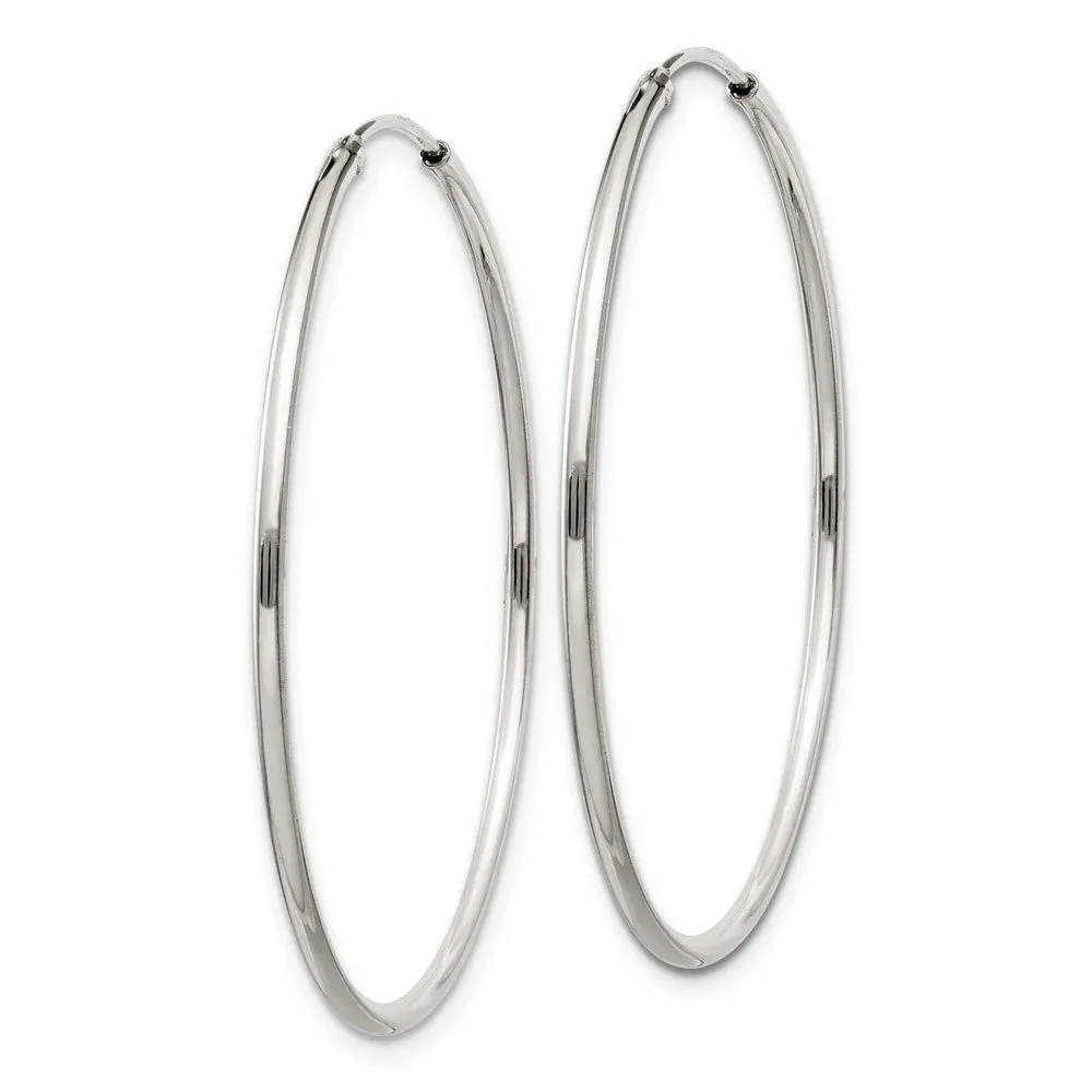 1.3mm, Sterling Silver, Endless Hoop Earrings - 34mm (1 3/8 Inch)