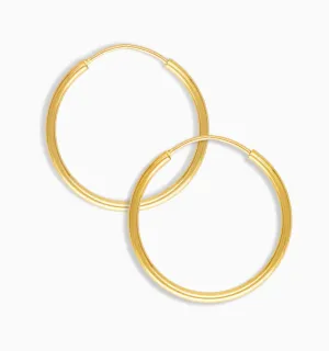 14k Solid Gold Hoop Earrings - Small 15mm