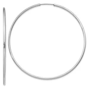 1.5mm, 14k White Gold Endless Hoop Earrings, 58mm (2 1/4 Inch)