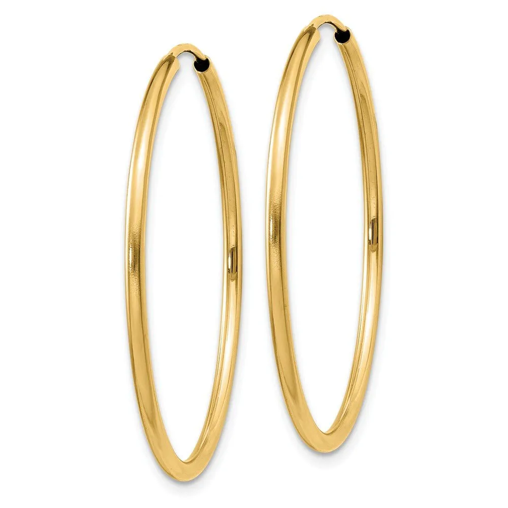 1.5mm x 30mm 14k Yellow Gold Polished Round Endless Hoop Earrings