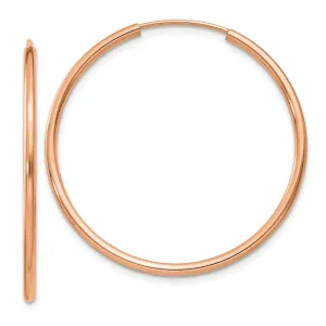 1.5mm x 32mm 14k Rose Gold Polished Endless Tube Hoop Earrings