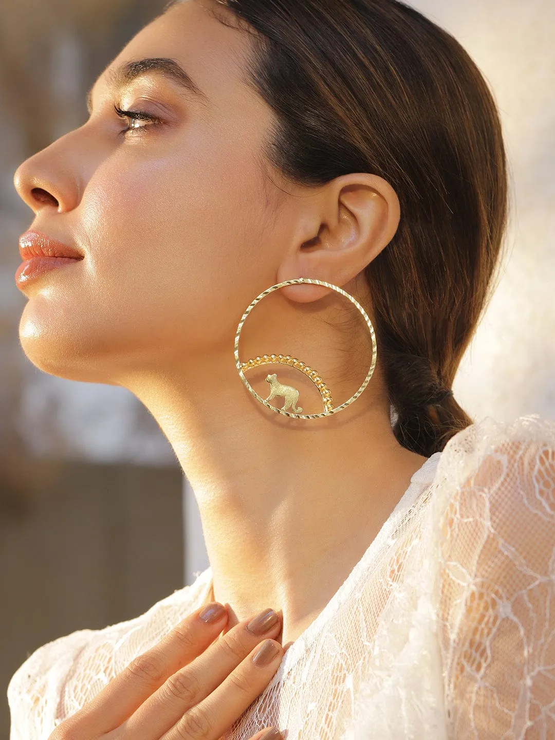 18KT Gold Plated Brass Circular Hoop Earrings