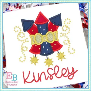 3 Fireworks with Bow Applique