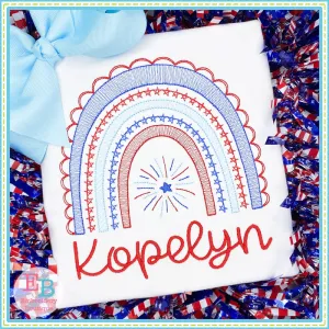 4th of July Sketch Rainbow Embroidery Design