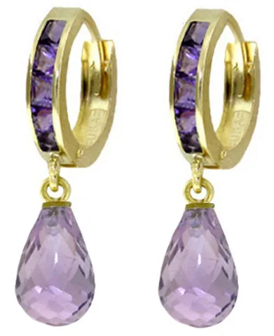 5.35 Carat 14K Solid White Gold Hoop Earrings Dangling Amethyst