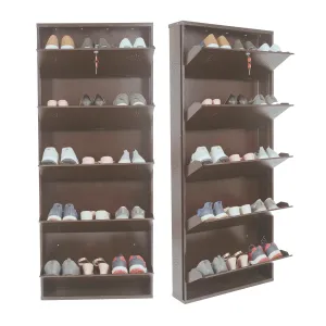 Aavatar 5 Door Brown 26 Inch Wall Mounted Modern Shoerack Metal Shoe Rack | Pre-assembled Shoe Rack Shelves | Pack of 1