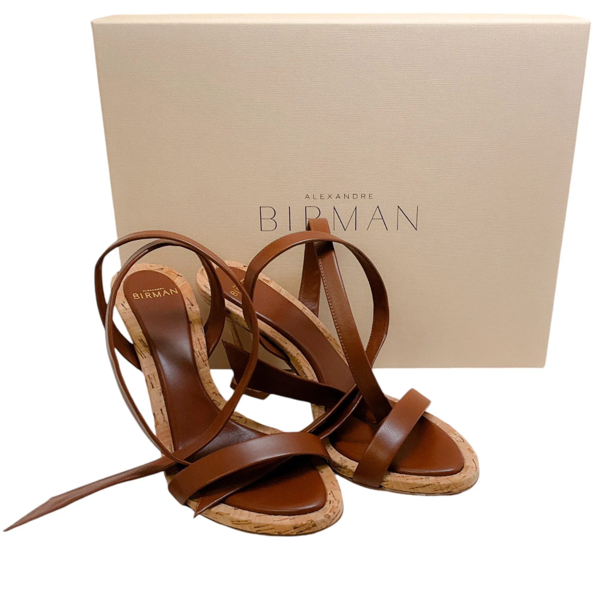 Alexandre Birman Espresso Leather Clarita Ankle Wrap Sandals