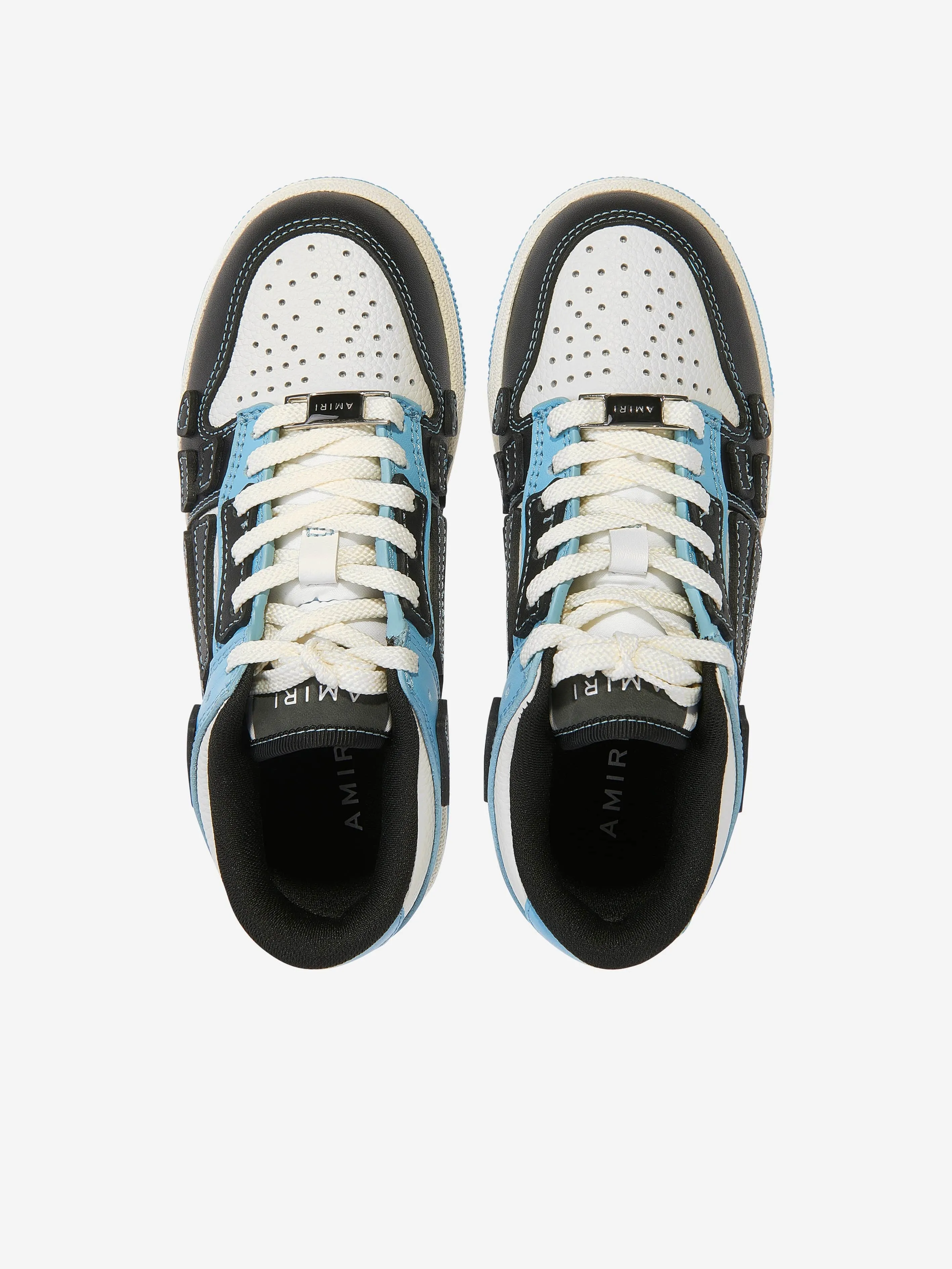 Amiri Boys Leather Skeltop Low Trainers in Blue