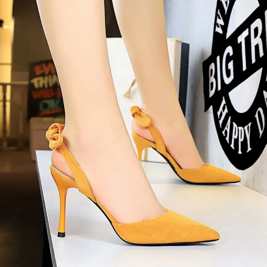 Amozae-Women Summer 9cm High Heels Yellow Blue Stiletto Sandals Lady Fetish Luxury Heels Pumps Valentine Slingback Sandles Shoes