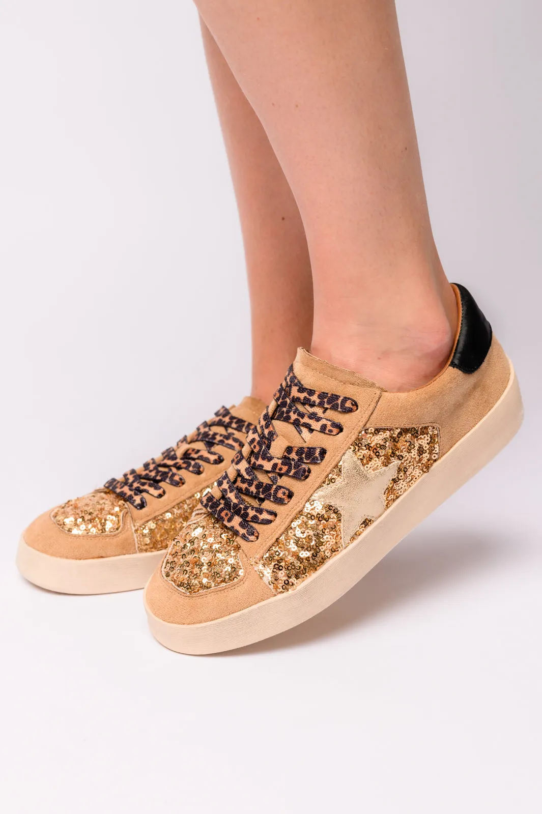 Another Round Sneakers in Gold Sequins - CORKYS