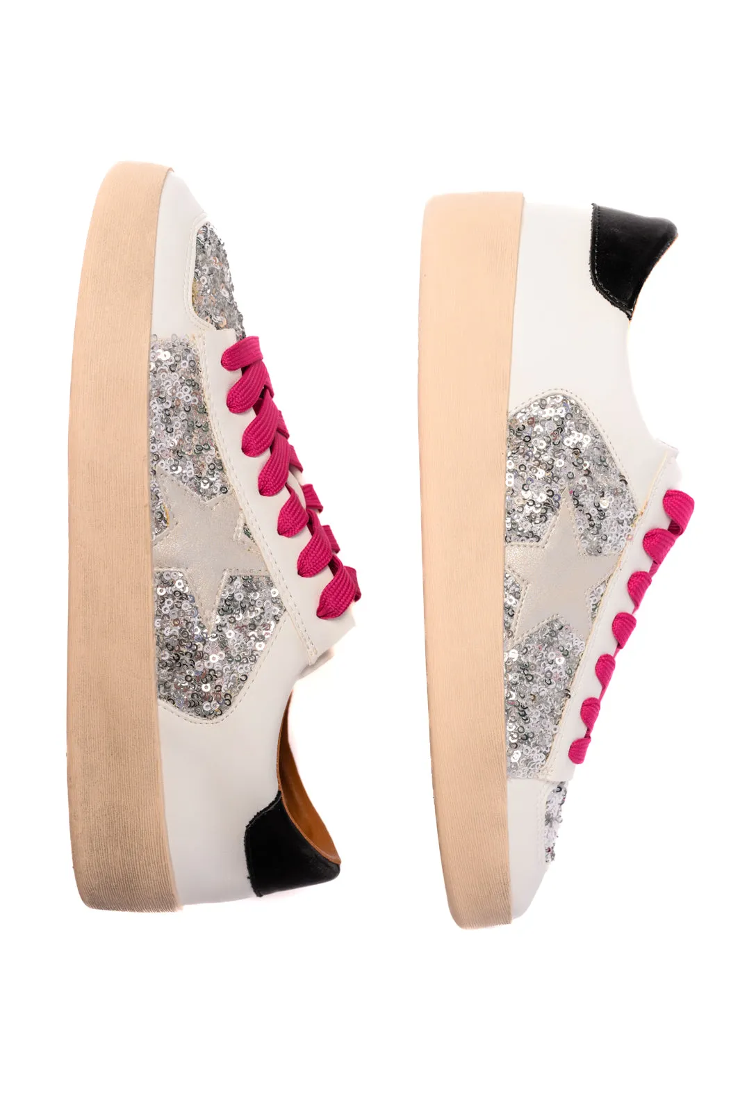 Another Round Sneakers in Silver Sequins by Corky's