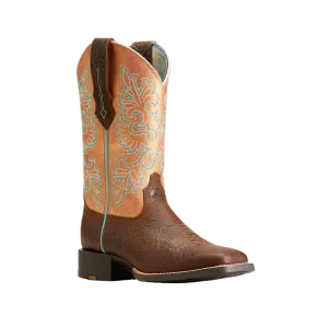 Ariat Women's Round Up Toasted Blanket Emboss Square Toe Western Boots