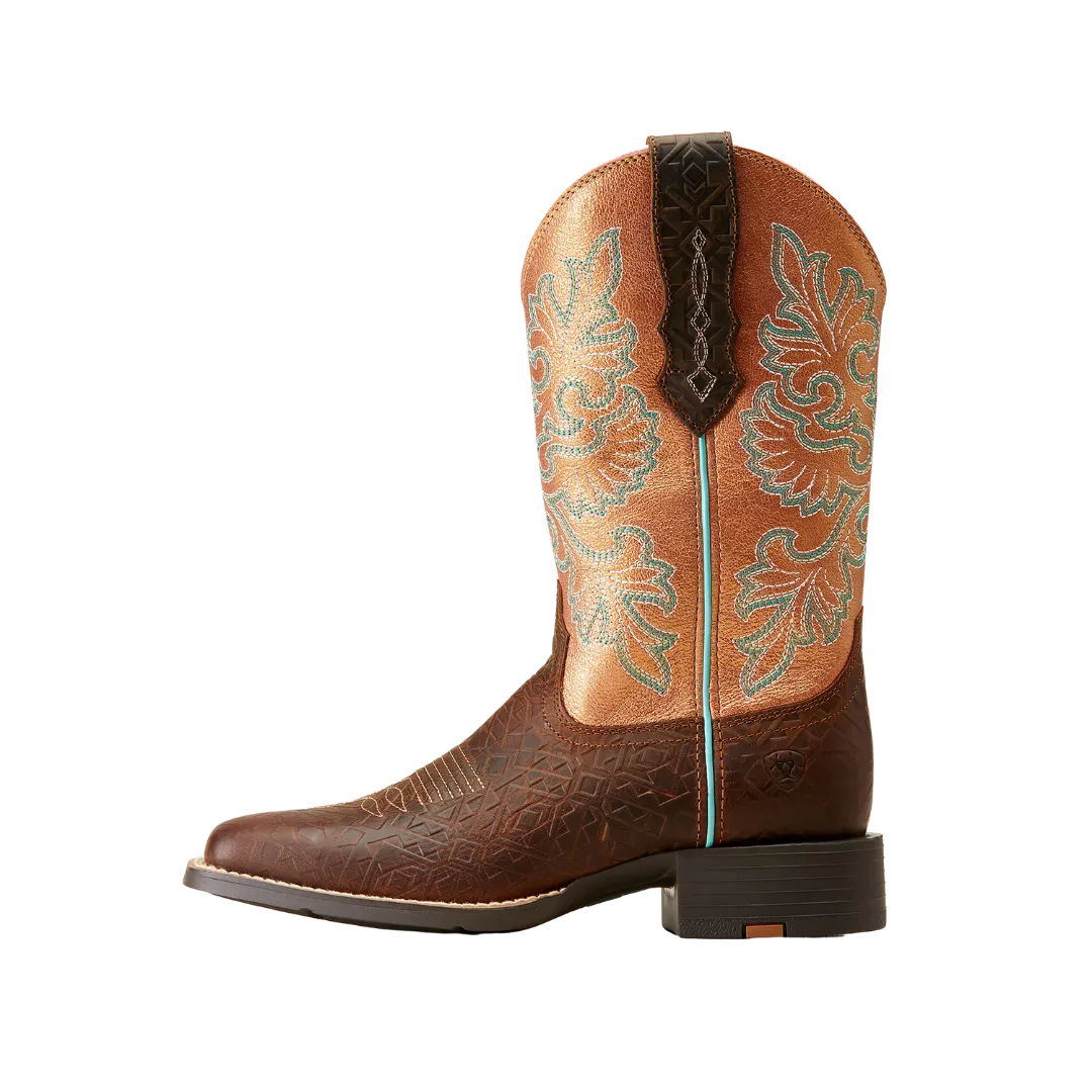 Ariat Women's Round Up Toasted Blanket Emboss Square Toe Western Boots