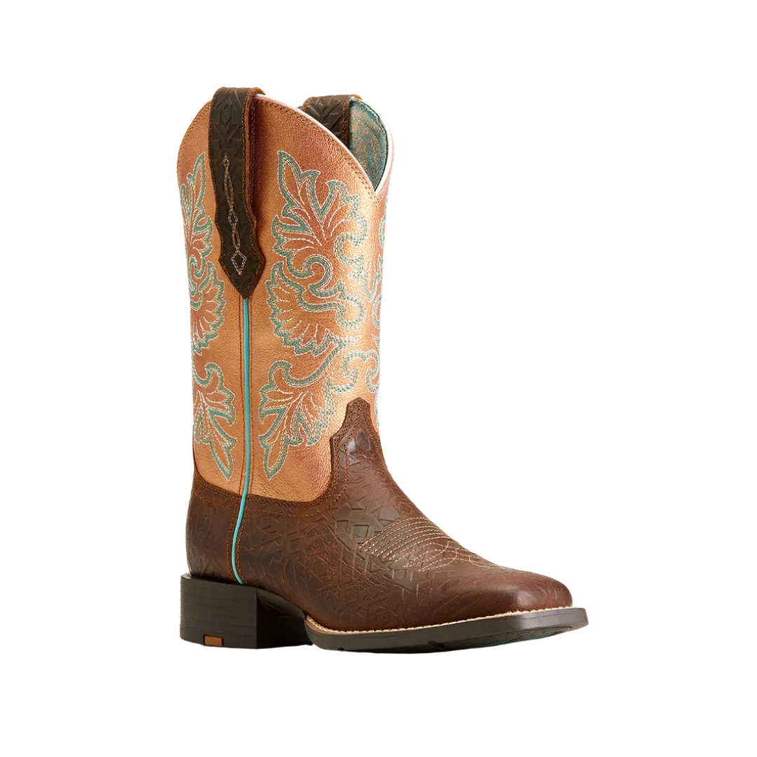 Ariat Women's Round Up Toasted Blanket Emboss Square Toe Western Boots