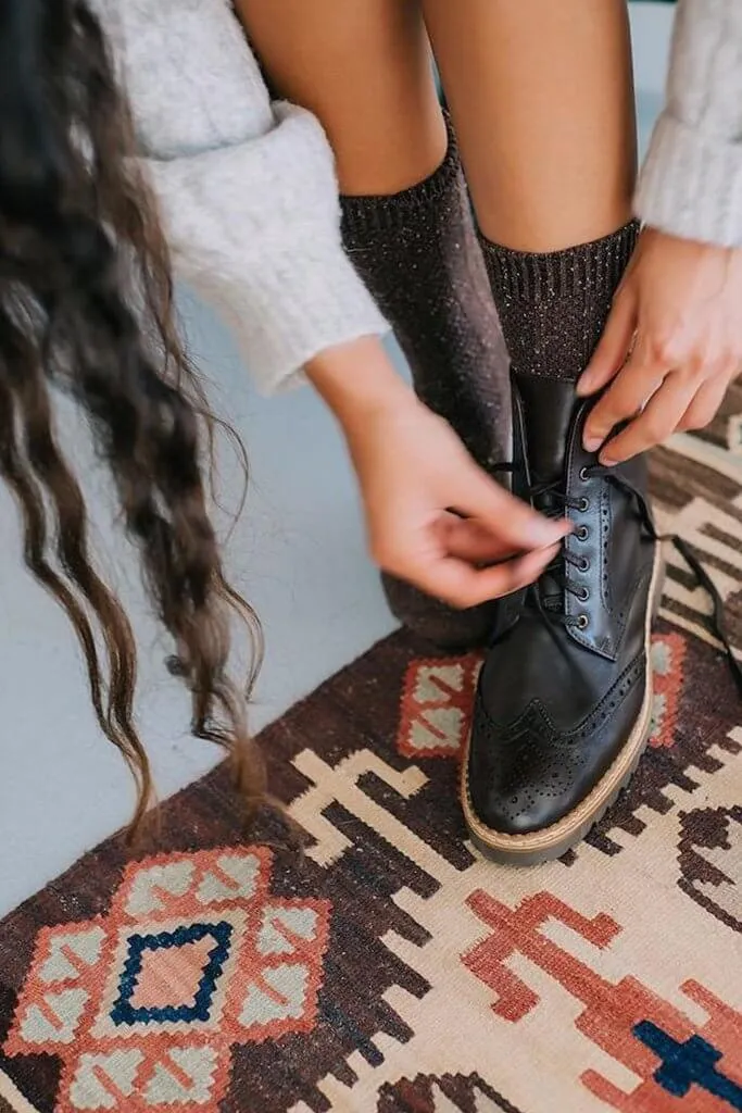 Aurora Lace-up Brogue Boots - Chocolate Brown Leather