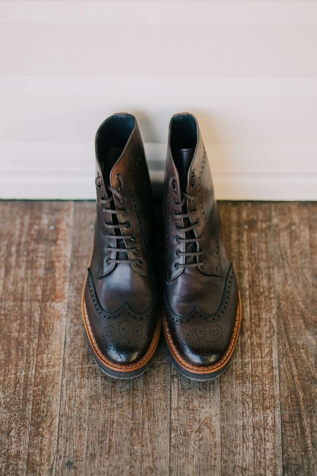 Aurora Lace-up Brogue Boots - Chocolate Brown Leather