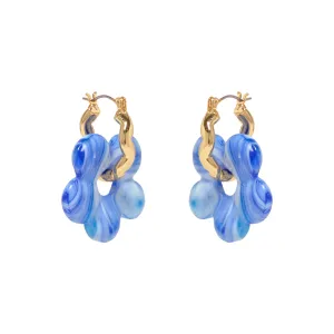 Aya Hoops in Gold & Blue Glass