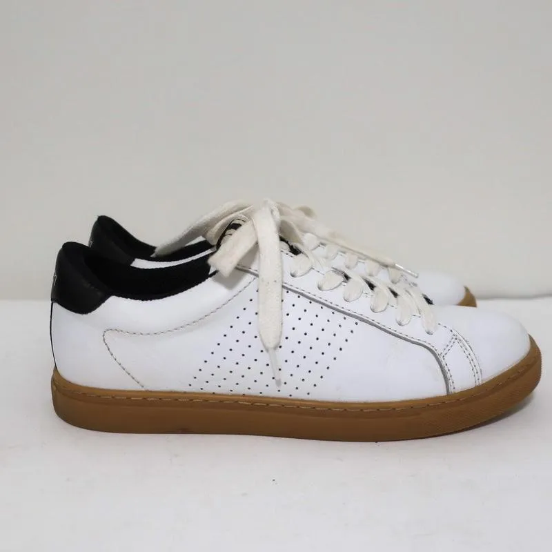 ba&sh Costa Low Top Sneakers White & Black Leather Size 37