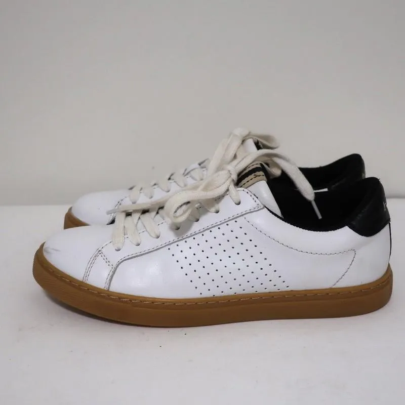 ba&sh Costa Low Top Sneakers White & Black Leather Size 37