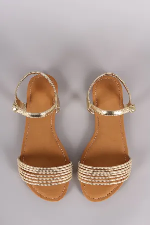 Bamboo Strappy Open Toe Flat Sandal