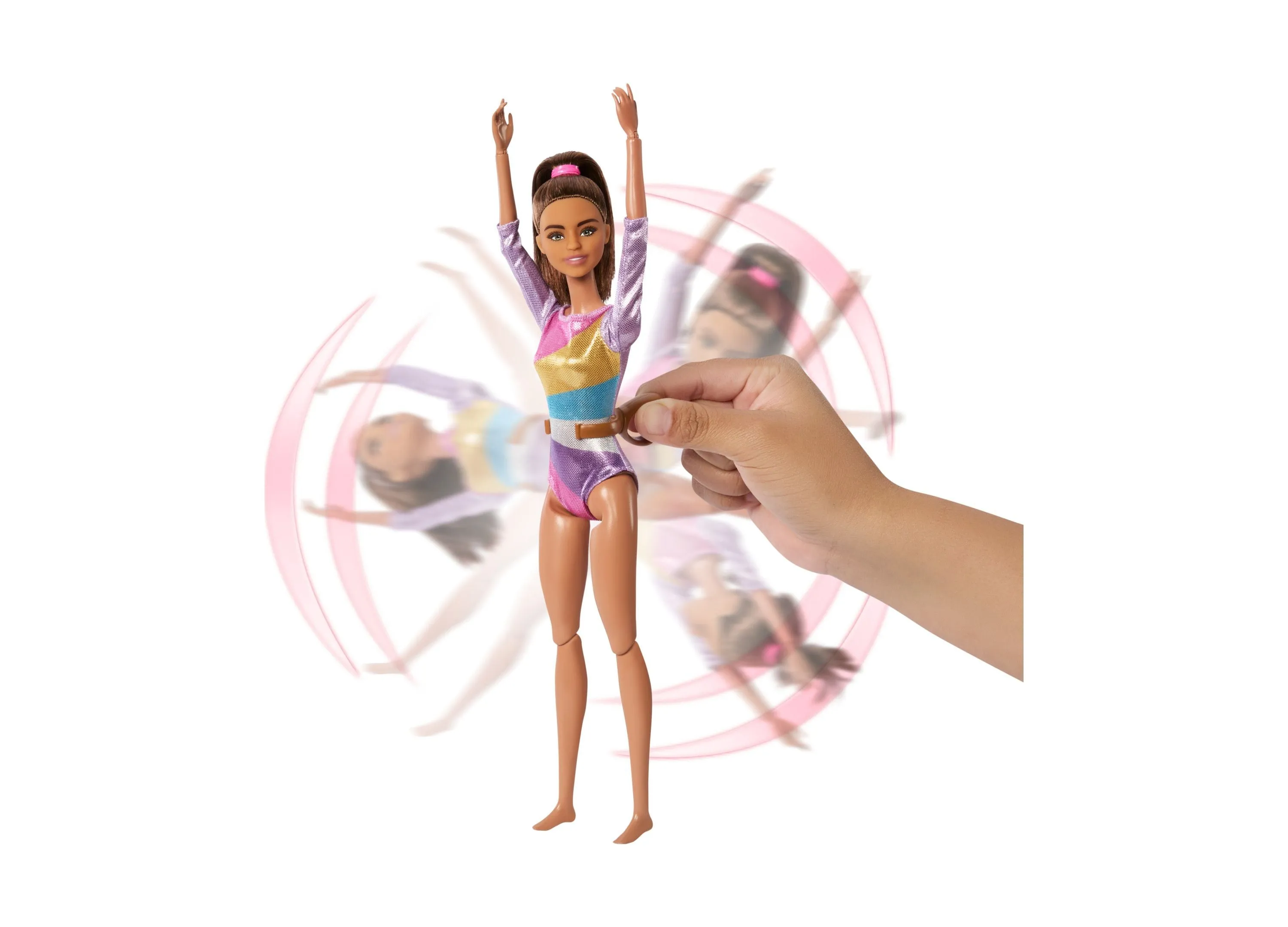 Barbie Gymnastics Play Set with Brunette Fashion Doll, Balance Beam, 10 Plus Accessories and Flip Feature