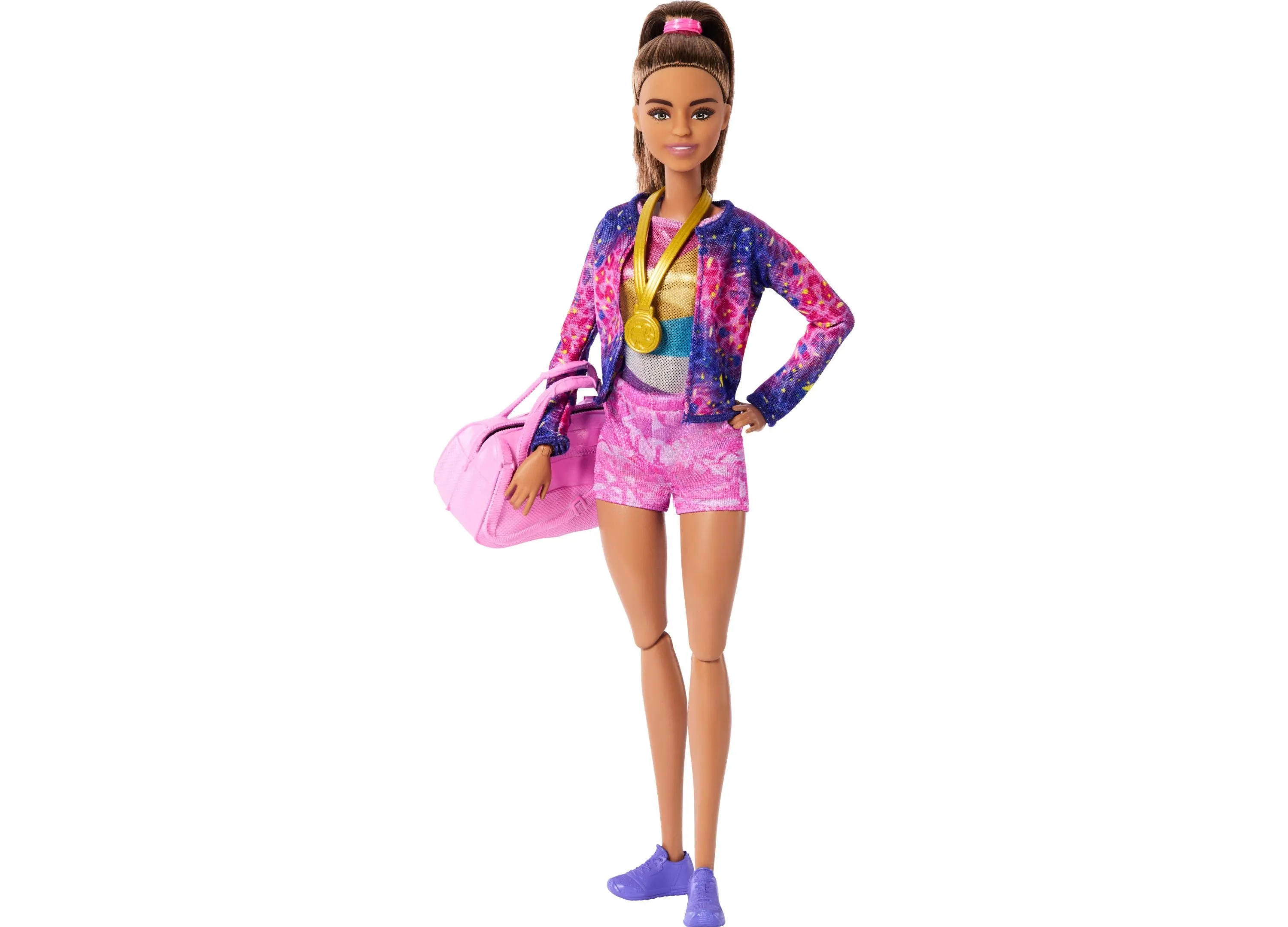 Barbie Gymnastics Play Set with Brunette Fashion Doll, Balance Beam, 10 Plus Accessories and Flip Feature