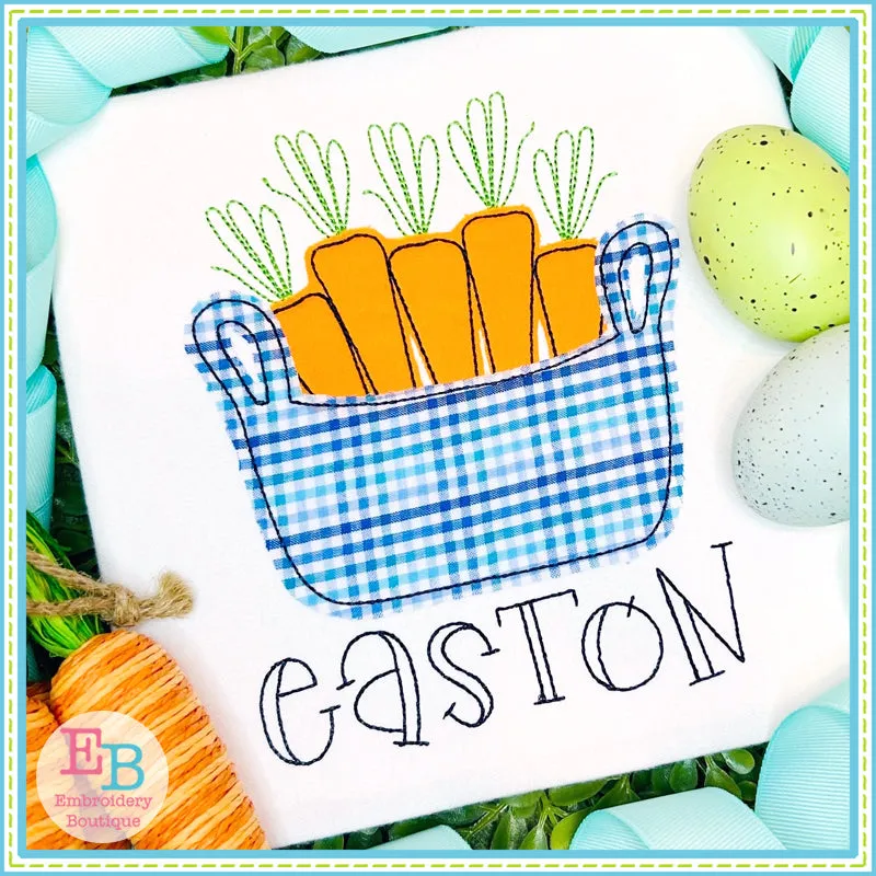 Basket of Carrots Bean Stitch Applique