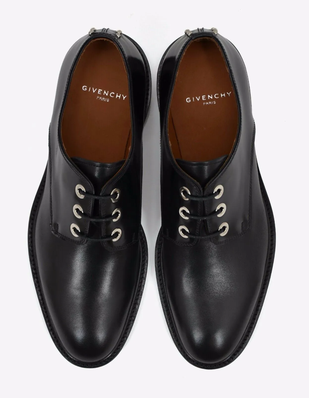 Black Studded Leather Derby Shoes