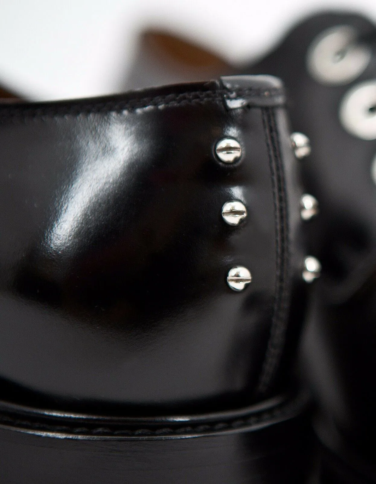 Black Studded Leather Derby Shoes