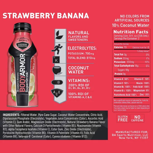 BodyArmor Sports Drink, Strawberry Banana, 12 Fl. oz. 8 Ct