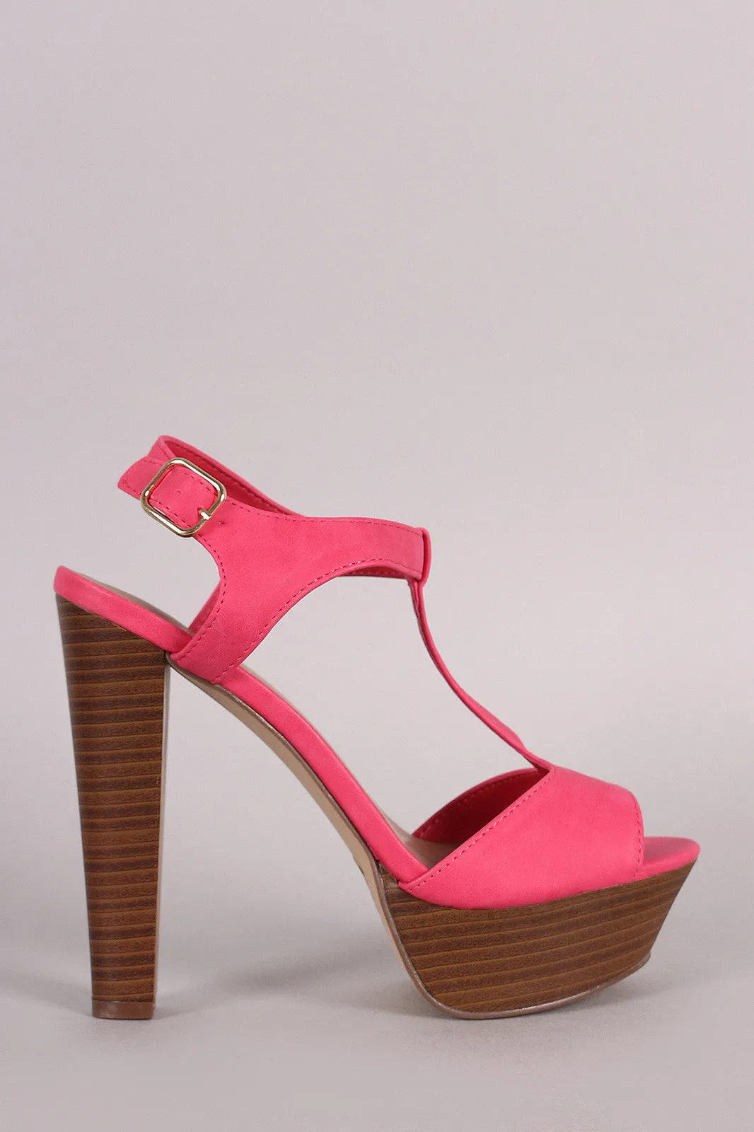 Breckelle T-Strap Platform Chunky Heel