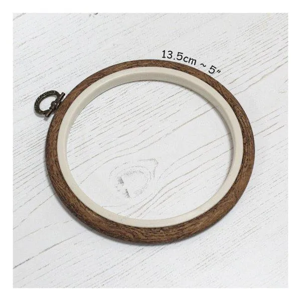 Brown Embroidery Round Hoop - Nurge Flexible Hoop, Round Cross Stitch Hoop