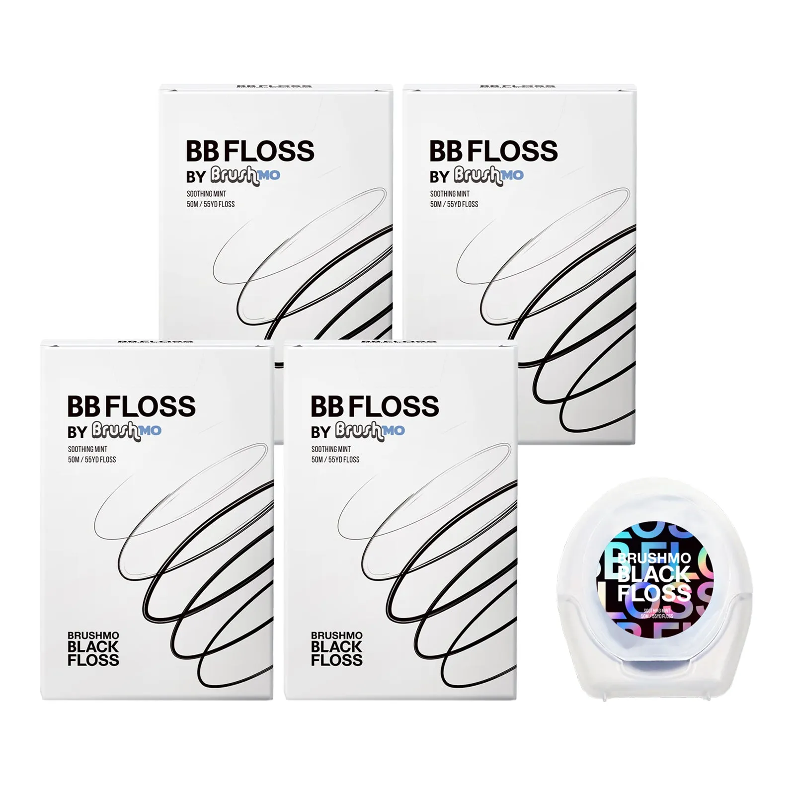 Brushmo Black Floss, Expanding Dental Floss 220 YD, 4pk