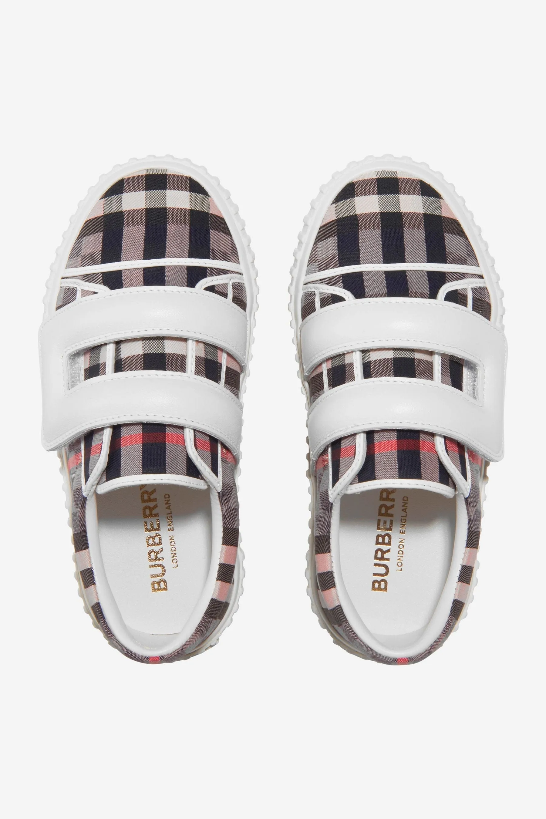 Burberry Girls Checkerboard Velcro Strap Trainers