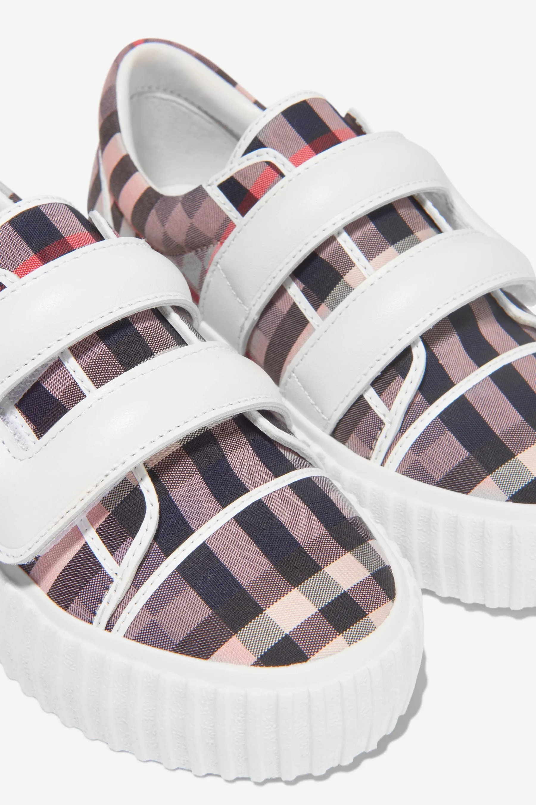 Burberry Girls Checkerboard Velcro Strap Trainers