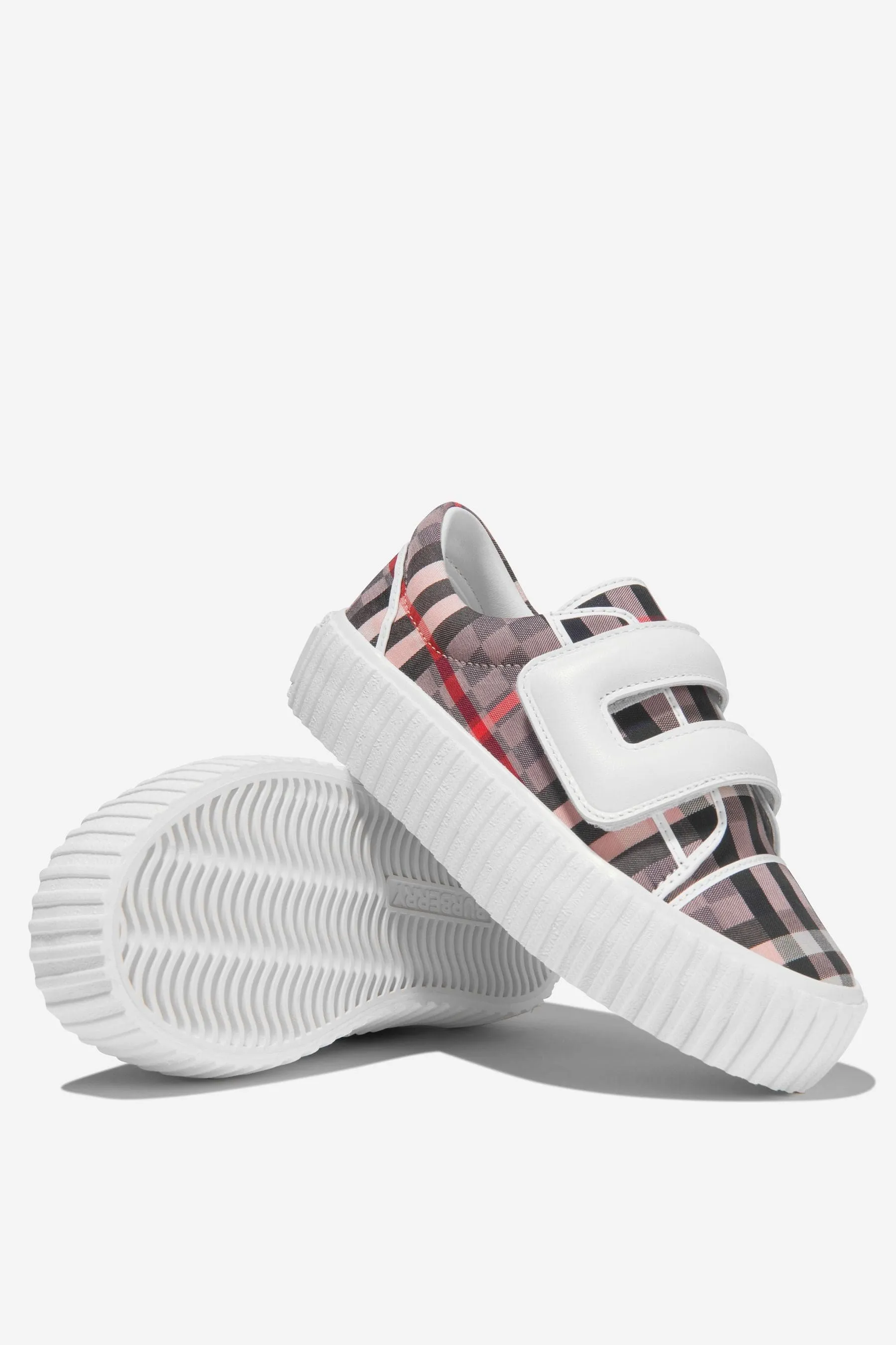 Burberry Girls Checkerboard Velcro Strap Trainers