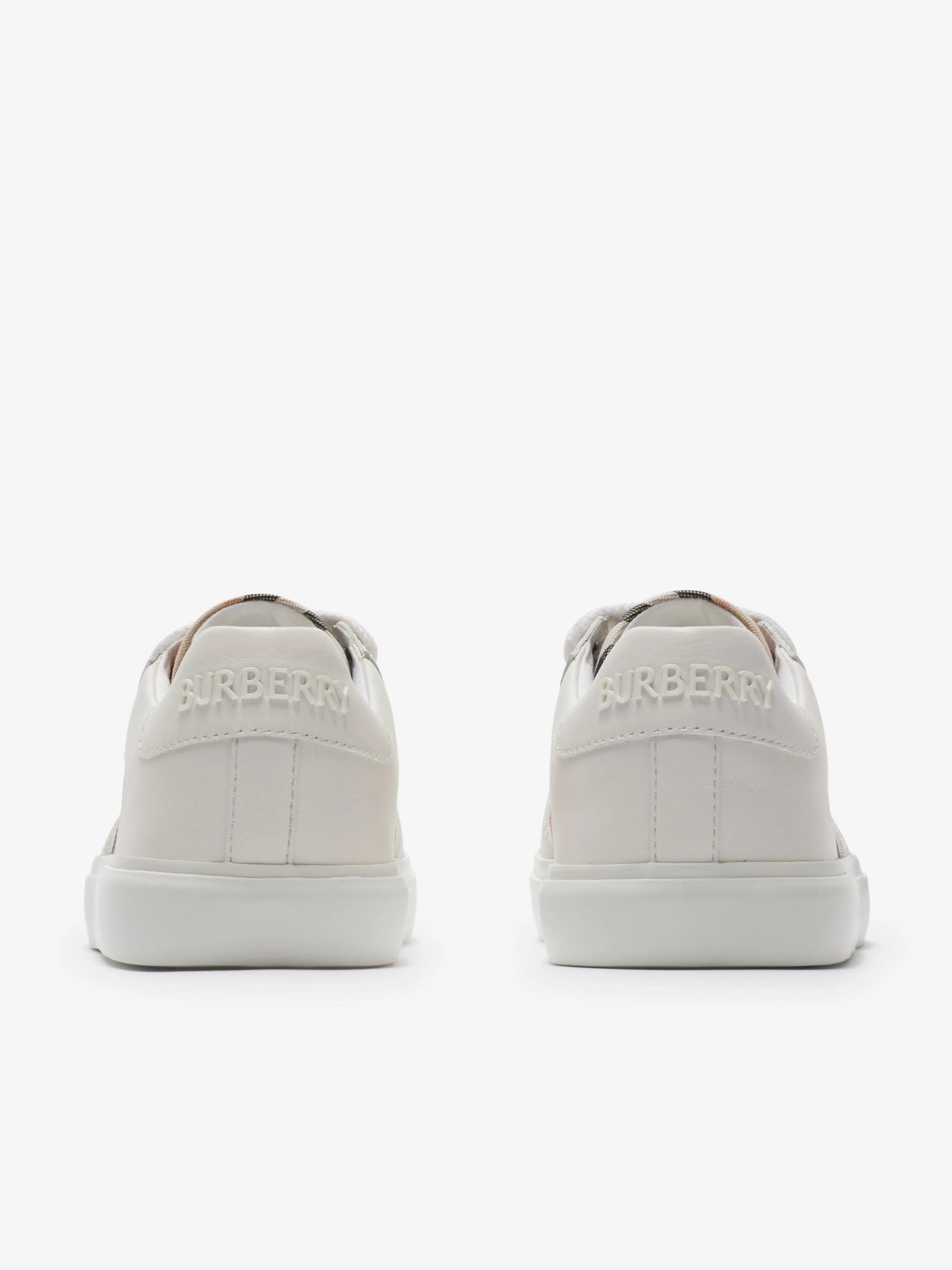 Burberry Kids Noah Check Strap Trainers in White