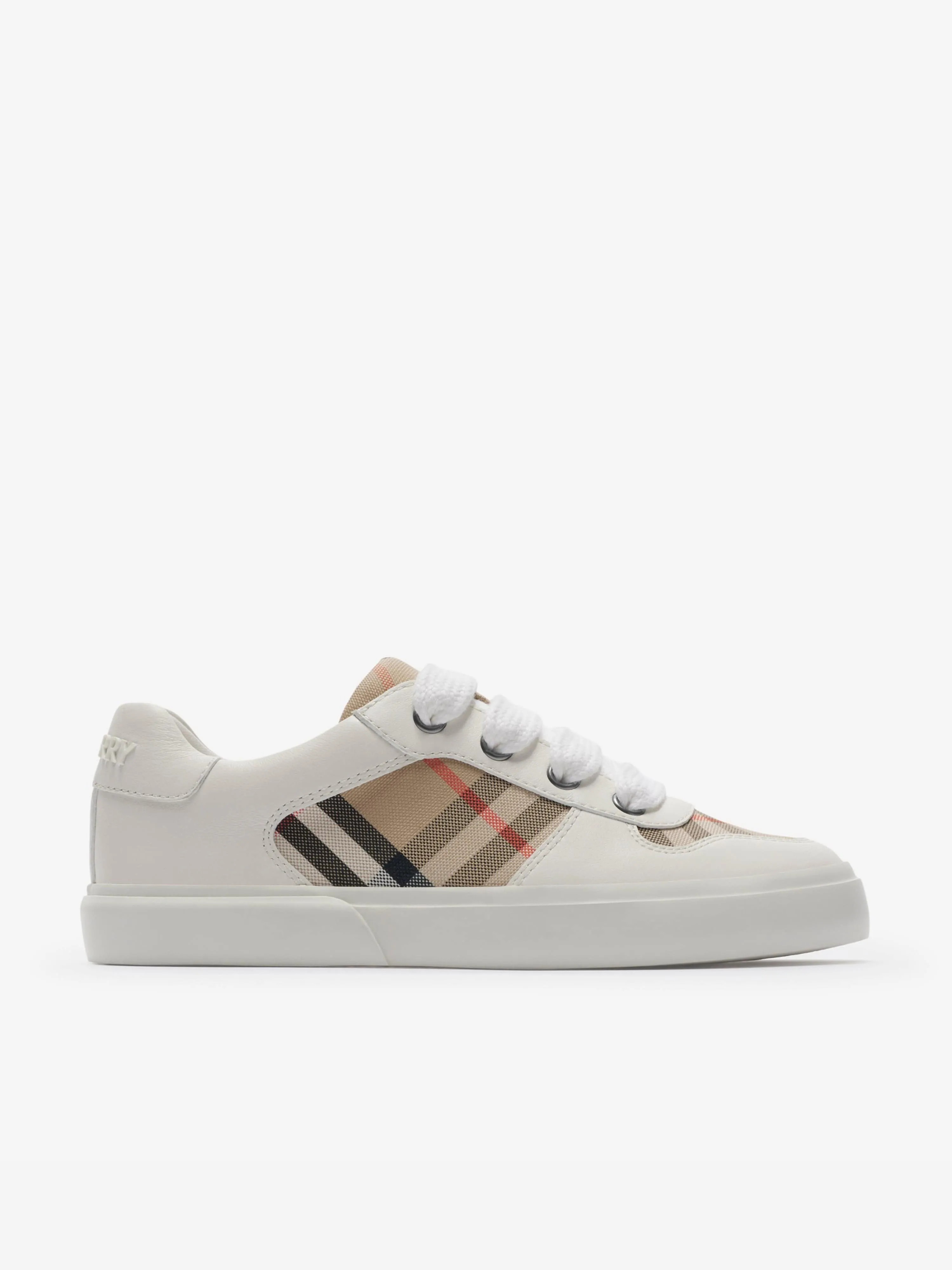 Burberry Kids Noah Check Strap Trainers in White