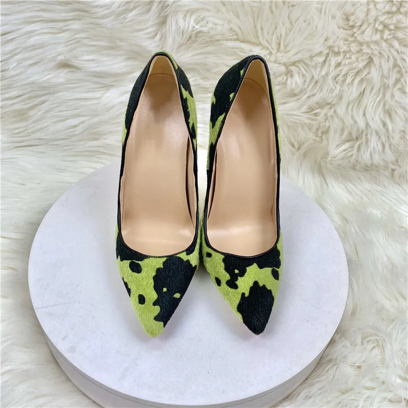 Camouflage Graffiti Pointed-Toe Versatile Stiletto Heels Shoes